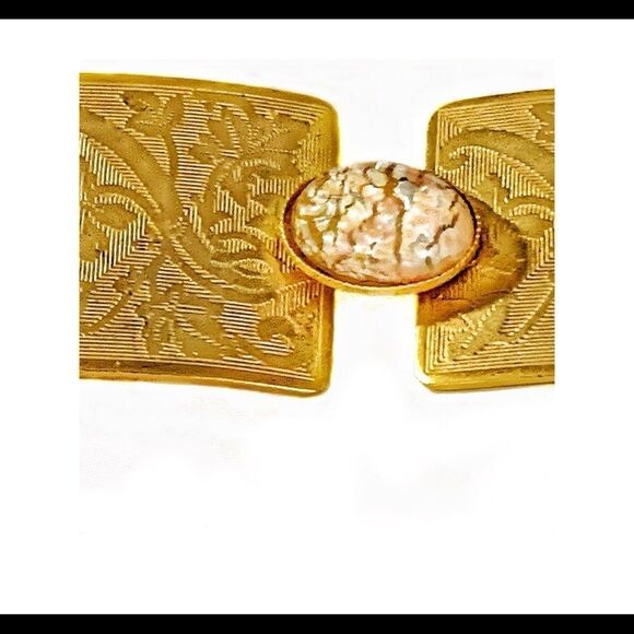 Vintage Banana Bob engraved gold floral opal link bracelet Victorian - Picture 4 of 12